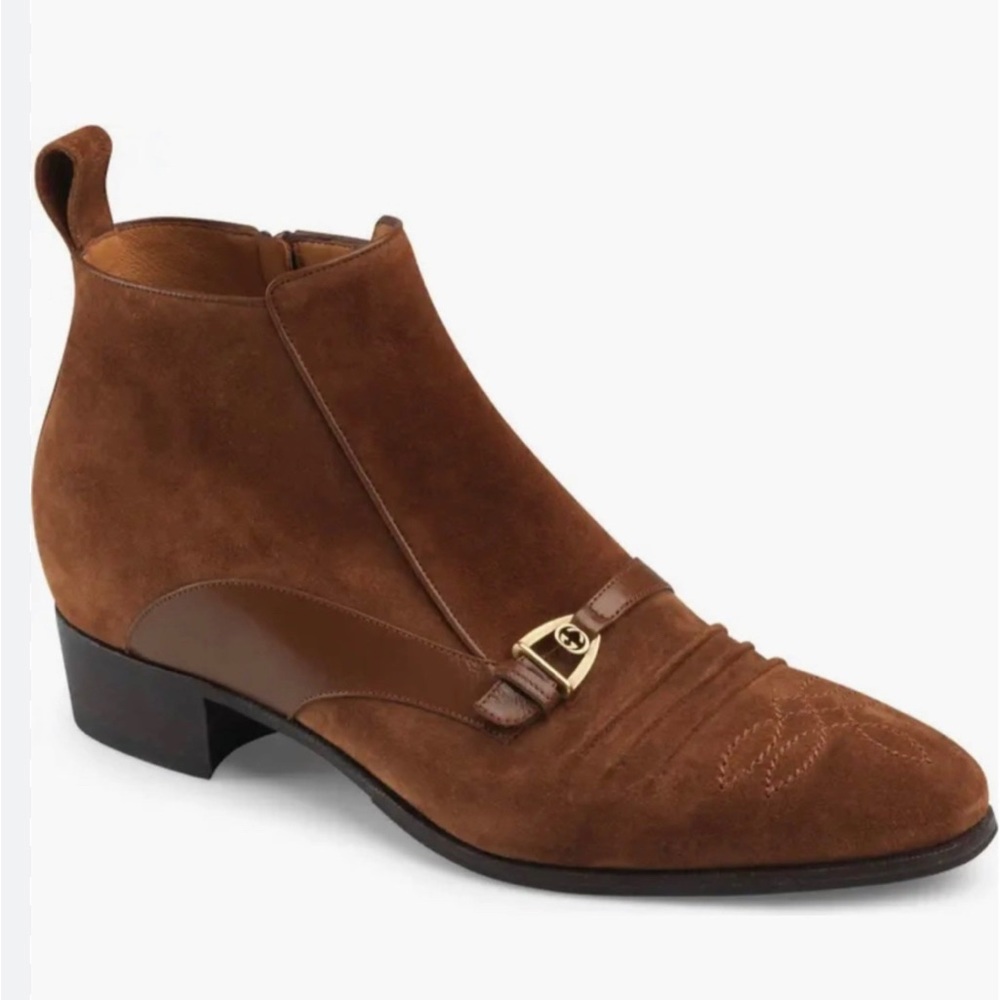 GUCCI Brown Suede Moloch Western Boot